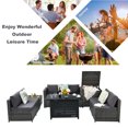thumbnail image 5 of Patiojoy 9 PCS Rattan Dinning Set Wicker Sofa w/Propane Gas Fire Pit 60,000 Btu Heater Grey, 5 of 10