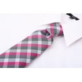 thumbnail image 2 of Pink Tie for Men | Plaid Necktie Pink and Gray Striped Ties | Corbatas Para Hombre Elegantes | Scott Allan Pink Tie for Him, 2 of 5