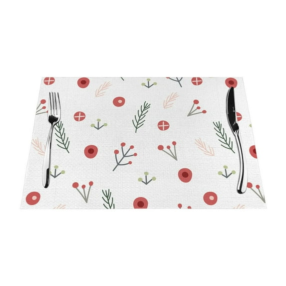 XMXT 6 Pcs Woven Placemats, Cartoon Hollyhock Graffiti Stain Resistant Anti-Skid Placemat for Kitchen Table, 12 x 18 inches