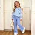 thumbnail image 6 of Lmnyox Cute Outfits for Girls 2 Pieces Bow Knot Pullover and Bell Bottom Pants Casual Clothing Sets, 6 of 8