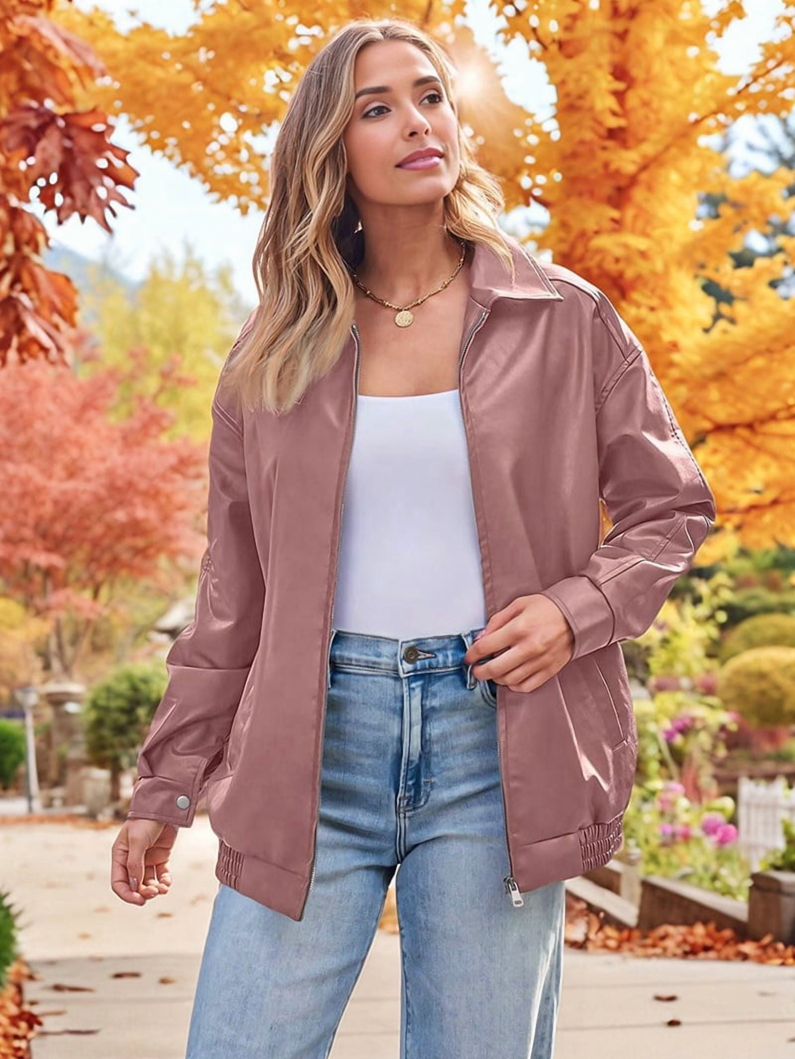 Winter Pink Suede Jacket Outfit Womens Oversized Leather Jackets