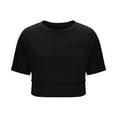 thumbnail image 5 of yillto Womens Crop Shirts Short Sleeve Crew Neck Summer Basic Loose Cropped T Shirts with Pockets, 5 of 7