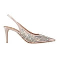 thumbnail image 2 of XYD Women Rhinestone Studs Sheer Mesh Slingback Pumps Pointed Toe Mid Thin Heels Evening Party Formal Shoes Size 15.5 Pink, 2 of 4