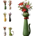 thumbnail image 7 of Quirky Cat Vase, Cat Flower Vase, Funny Kitty Planter for Desk, Shelf, Boho Home Decor, Unique Gift for Cats Lovers (Green), 7 of 7