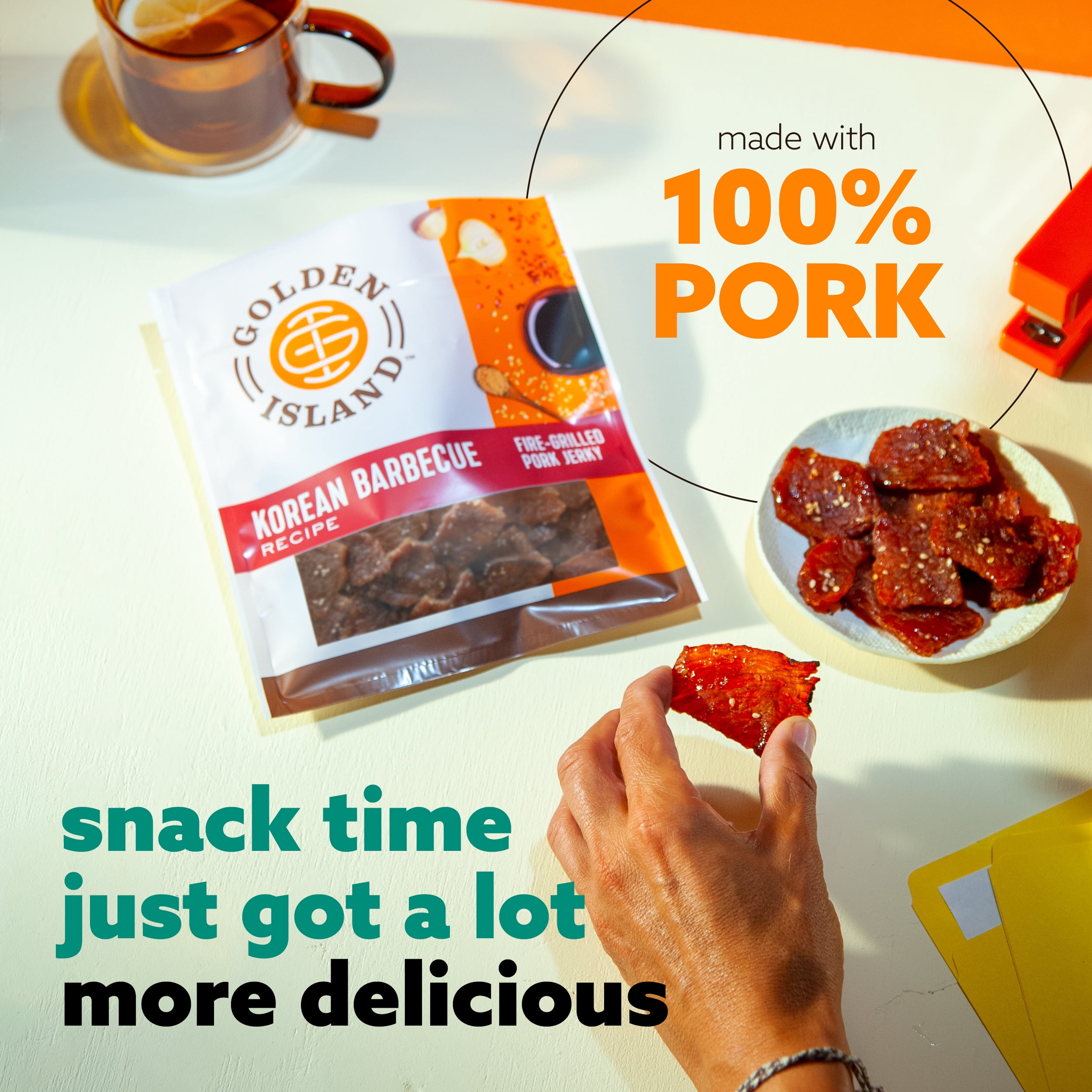 Golden Island 100% Pork Korean Barbecue Jerky 4.5oz Resealable Bag