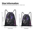 thumbnail image 2 of Fotbe Purple-Eyed Floral Leopard Bolsa Mochila con Cordón Estampada, Bolsa de Gimnasio Deportiva, Bolsa Cinch, Bolsa con Cordón para Hombres y Mujeres-Medium, 2 of 6