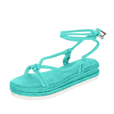 

Wmkox8yii Women Thick Soled Muffin Rope Woven Shoes Cross-border Round Head Beach Sandals