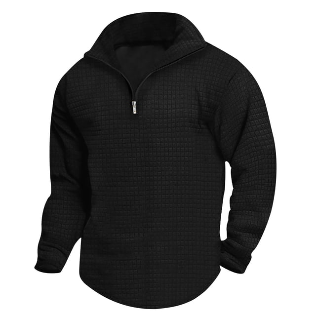 pstuiky camisas de hombre de manga larga, Camisa de manga larga con cuello alto y cremallera para hombre camisetas de hombre l