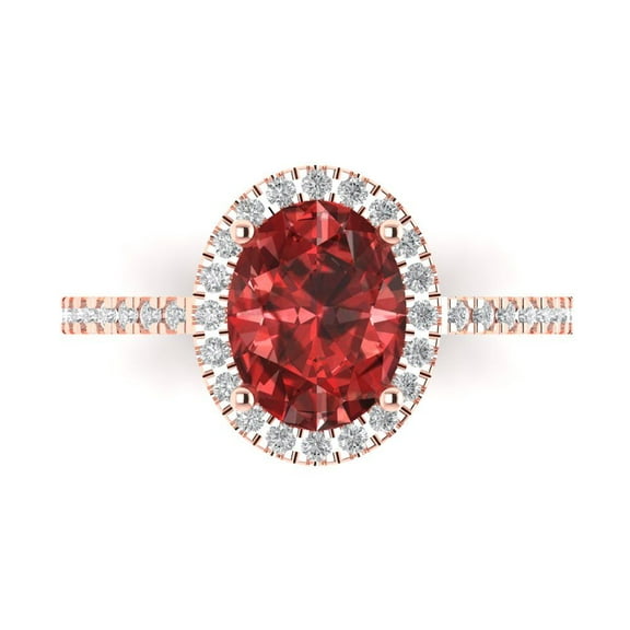 Clara Pucci 14K Rose Gold 2.27ct Garnet Solitaire with Accents Ring