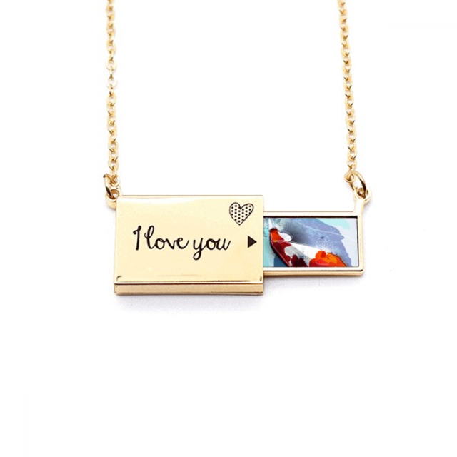 Japón koi fish estilo de acuarela Sobre de carta de amor, collar y joyas colgantes