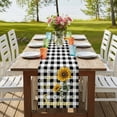 thumbnail image 4 of Table Runners 72 Inches Long Dress Scarves, Sunflowers Farmhouse Kitchen/Dining Table Runner, Coffee Tablerunners, Spring Summer Bees Floral Black Plaid 18x72 Inch, 4 of 9