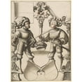 thumbnail image 2 of Carl Von Aegeri 19x24 Gold Ornate Framed and Double Matted Museum Art Print Titled - Disc Tear with Ensign and Halbar as a Shield Companion and Coat of Arms (Freiburg or Solothurn) (1540), 2 of 4