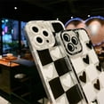thumbnail image 3 of Designed for iPhone Case,Cute Grid Love Heart Pattern Silicone Camera Lens Protection Shockproof Cover Phone Case (iPhone 13 Pro,White), 3 of 5