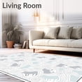 thumbnail image 2 of ODIKA 4'x6' Machine Washable Non-Slip Area Rug, Whimsical Cat with Playful Swirls and Dots High Traffic Rug, Gray, 722752, 2 of 7