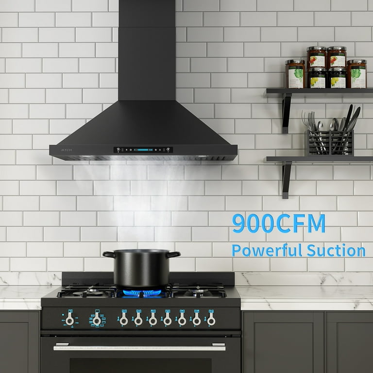 Tieasy Wall Mount Range Hood 30 inch 450CFM with Ducted/Ductless