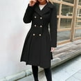 thumbnail image 6 of Women'S Trench Coat Fashion Lapel Double Breasted Thick A Line Pea Coats Jacket with Pockets, 6 of 9