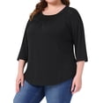 thumbnail image 4 of Blusas de Pascua para Mujeres de Talla Grande Agnes Orinda, Blusa de Encaje de Manga 3/4 para Mujeres Curvy, Camiseta Casual Flowy 4X Negra, 4 of 6
