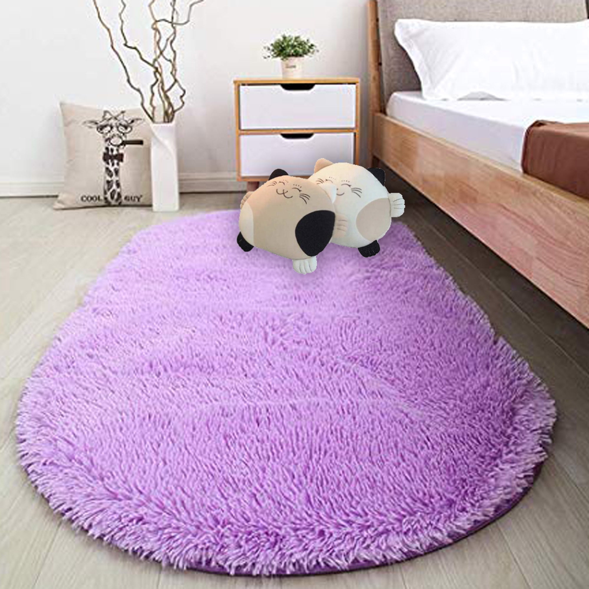 NK 31.4 x 64.9 Super Soft Oval Area Rugs Silky Smooth Bedroom Mats for