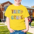 thumbnail image 2 of Glisme Little Girls Back To School T-Shirt Letter Print Short Sleeve Crew Neck Fall Loose Fit Girls Tees Size 5-6 Years Yellow, 2 of 7