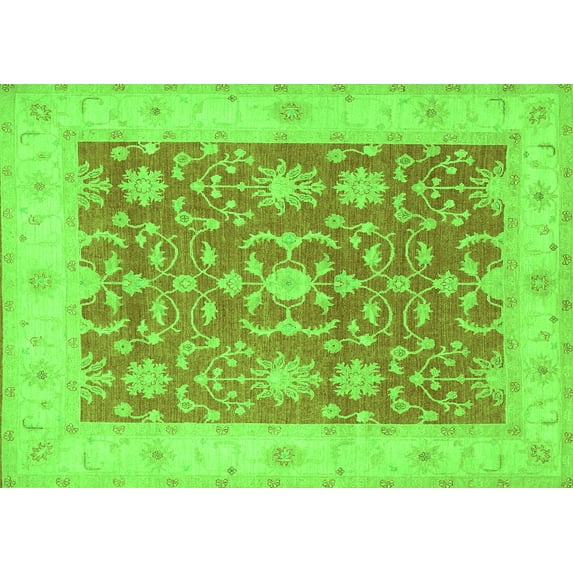 Ahgly Company Indoor Rectangle Oriental Green Traditional Area Rugs, 7' x 10'