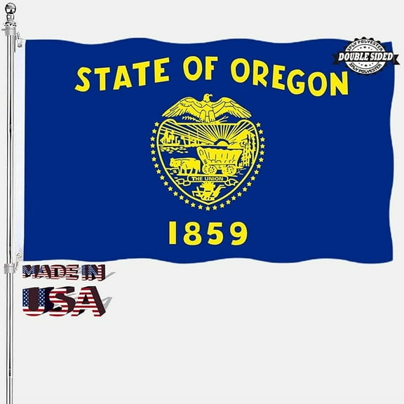 Oregon State Flag 3x5 Double Sided OR State Flags Outdoor Heavy Duty 3 Ply Polyester Material with 2 Metal Grommets 4 Rows of Stitching