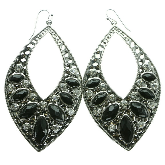 Dangle Earrings With Black Stone Accents For Women