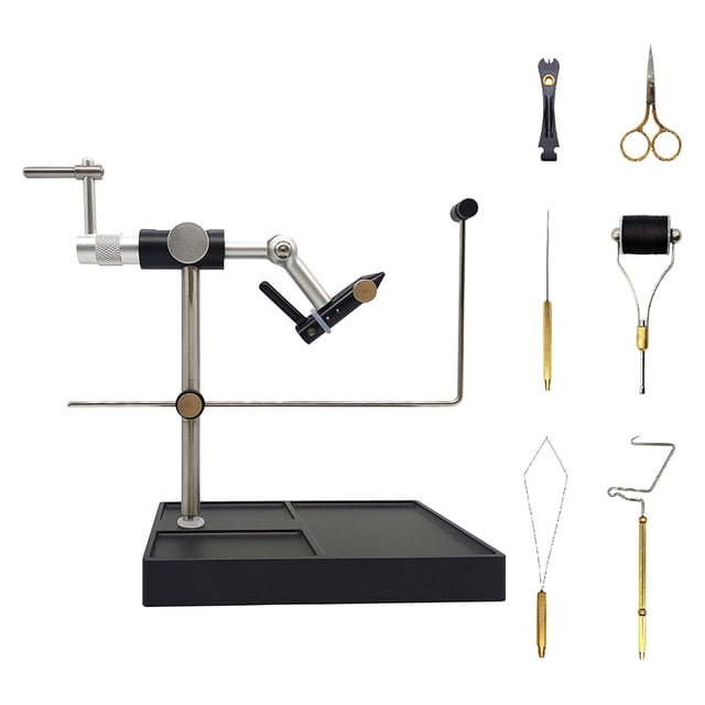Juego de herramientas para atado de moscas, tornillo de banco y Pedestal, rotación de 360 degree, herramienta para hacer moscas ajustable, pesca con mosca Zulema tornillo de banco para atar moscas