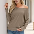 thumbnail image 4 of Weardear Women's Off Shoulder Tops Casual Loose Batwing Long Sleeve Shirts Tunic Fashion Boat Neck T Shirts, 4 of 7
