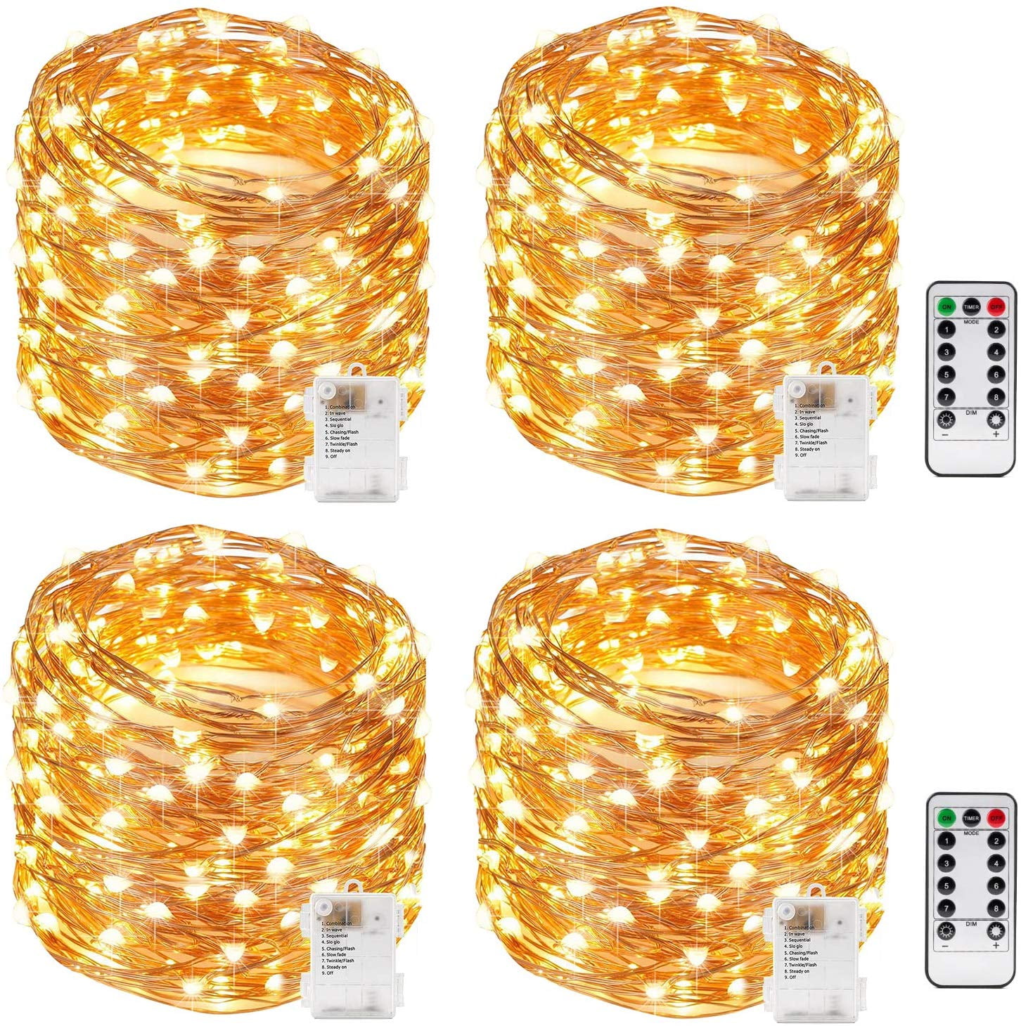 Kohree String Lights Christmas Lights Copper Wire Fairy Lights Remote Control Timer Battery Operated Waterproof 100 LED 33FT Firefly Lights for Bedroom Wedding Festival Décor 2 Packs