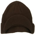 thumbnail image 4 of Big Knit Ribbed Beanie with Visor - Brown XL-3XL, 4 of 5