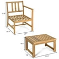 thumbnail image 3 of Gymax 3 in 1 Acacia Wood Furniture Set Patio Outdoor w/ Cushion Coffee Table, 3 of 7