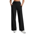 thumbnail image 2 of Favoffer Women's High Waist Wide Leg Pants Solid Color Front Pleated Design Pocket Loose Casual Trousers Soft Yoga Everyday Bottom for Walking Lounging Workout, 2 of 9