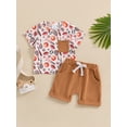 thumbnail image 3 of Musuos Toddler Boys Summer Outfits 6 12 18 24M 3Y Baseball Print Short Sleeve Crewneck T-Shirts Elastic Waist Shorts Infant 2Pcs Clothes Set, 3 of 10