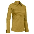 thumbnail image 2 of J. METHOD Women's Button Down Shirt Long Sleeve Roll Up Stretch Collar Office Work Formal Casual Basic Blouse Top NEWT04 Khaki 1X, 2 of 6