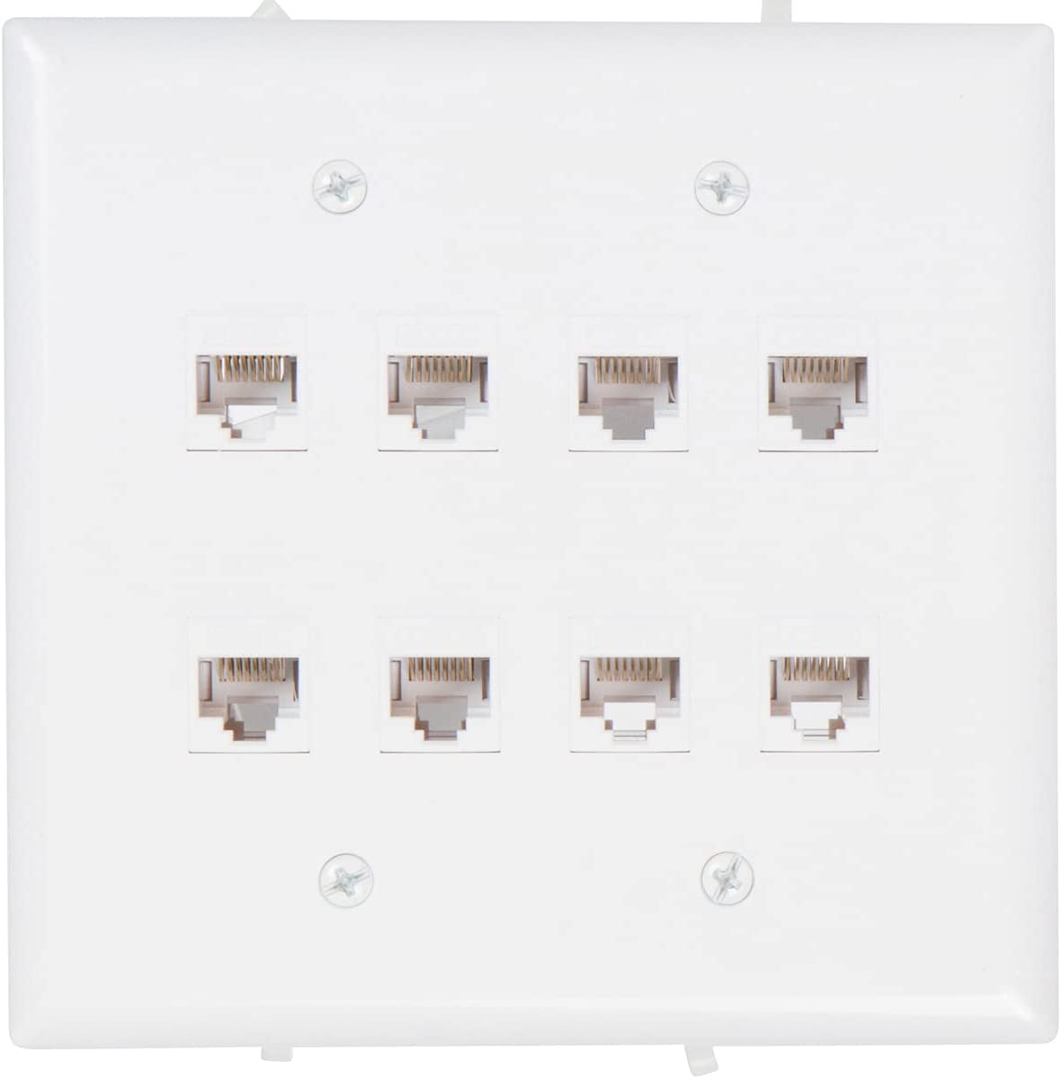 Buyer’s Point 8 Port Gang Cat6 RJ45 Network Wall Plate White