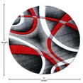 thumbnail image 7 of Flash Furniture Atlan Round Contemporary Black, White, Grey, Red Area Rug, 5' x 5', 7 of 7