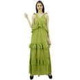 thumbnail image 4 of Bimba Sexy Summer Spaghetti Strap Sundress V-Neck Casual Ruffle Long Maxi Beach Dress, 4 of 9