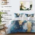 thumbnail image 3 of Abstract Graffiti Art Duvet Cover Set Queen Size, Gold Blue Blend Design 4 Piece Soft Microfiber Bedding Set with 1 Duvet Cover, 1 Flat Sheet, 2 Pillowcases, 3 of 9
