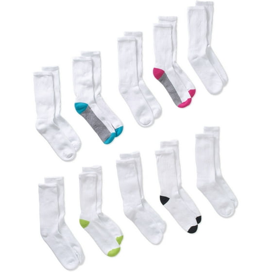 Gildan Gildan Ladies Cushioned Sole Soft Cotton Crew Socks 10pack