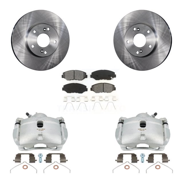 Transit Auto Front Disc Brake Caliper Rotors and Semi-Metallic Pads Kit for Car 2003-2011 Honda Element KC8-100211S