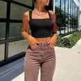 thumbnail image 2 of WBQ Womens Square Neck Tank Top Sleeveless Strappy Double Lined Basic Crop Tops Shirts, 2 of 6