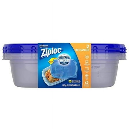 Scjohn 324128 1.5 qt. Rectangle Ziploc Storage Container - 2 Count