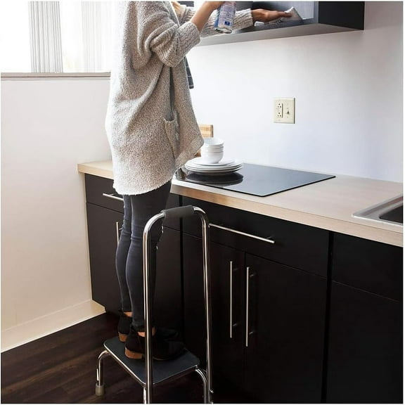 Step Stool with Handle and Non Skid Rubber Platform, Lightweight and Sturdy for Seniors