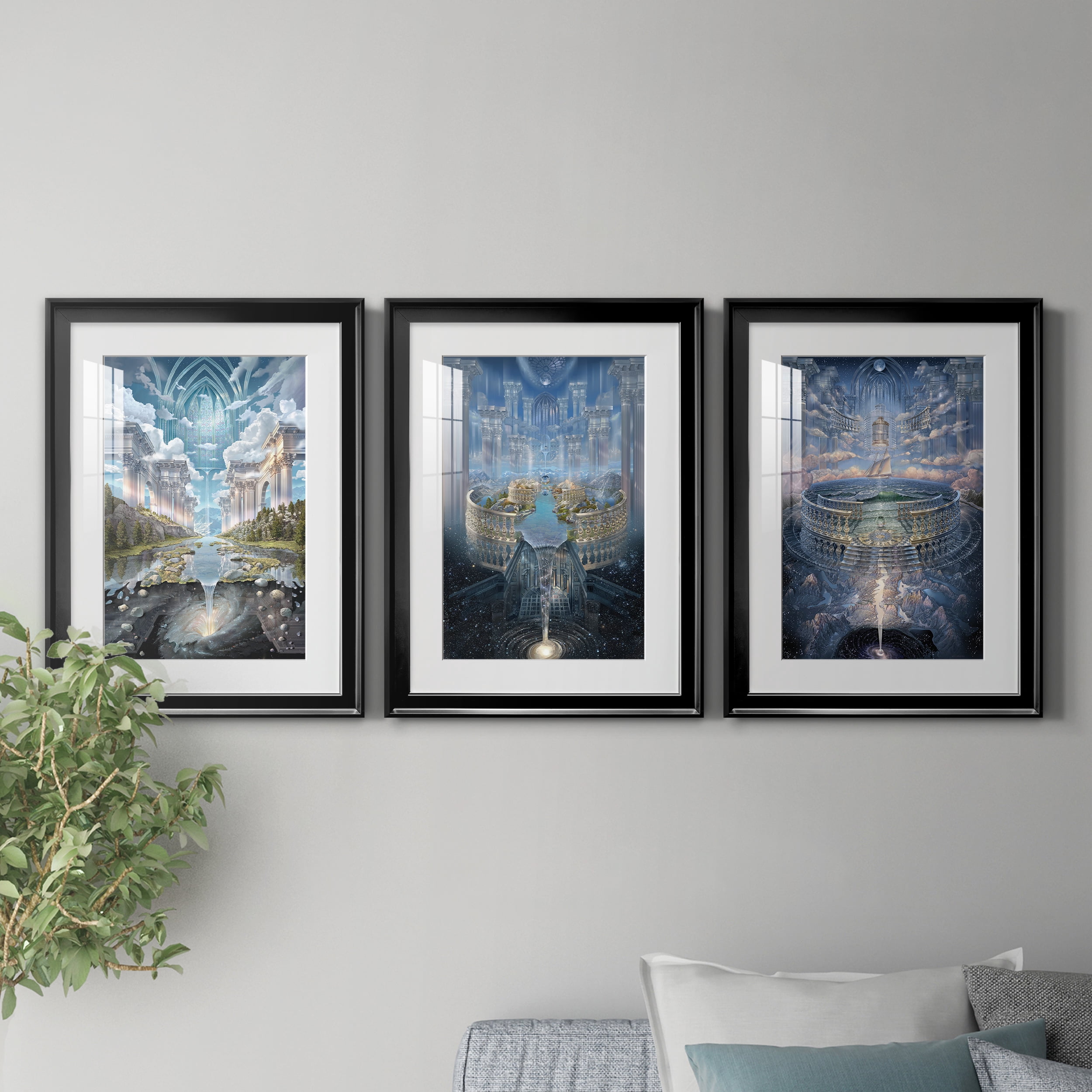 Genesis II Premium Framed Prints Set of 3 - Ready to Hang - 18 x 24 Each - Black Frame
