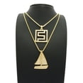 thumbnail image 2 of Stone Stud Sailboat & Stone Stud Maze Pendant Set w/ Box Chain Necklaces, Gold-Tone, 2 of 4