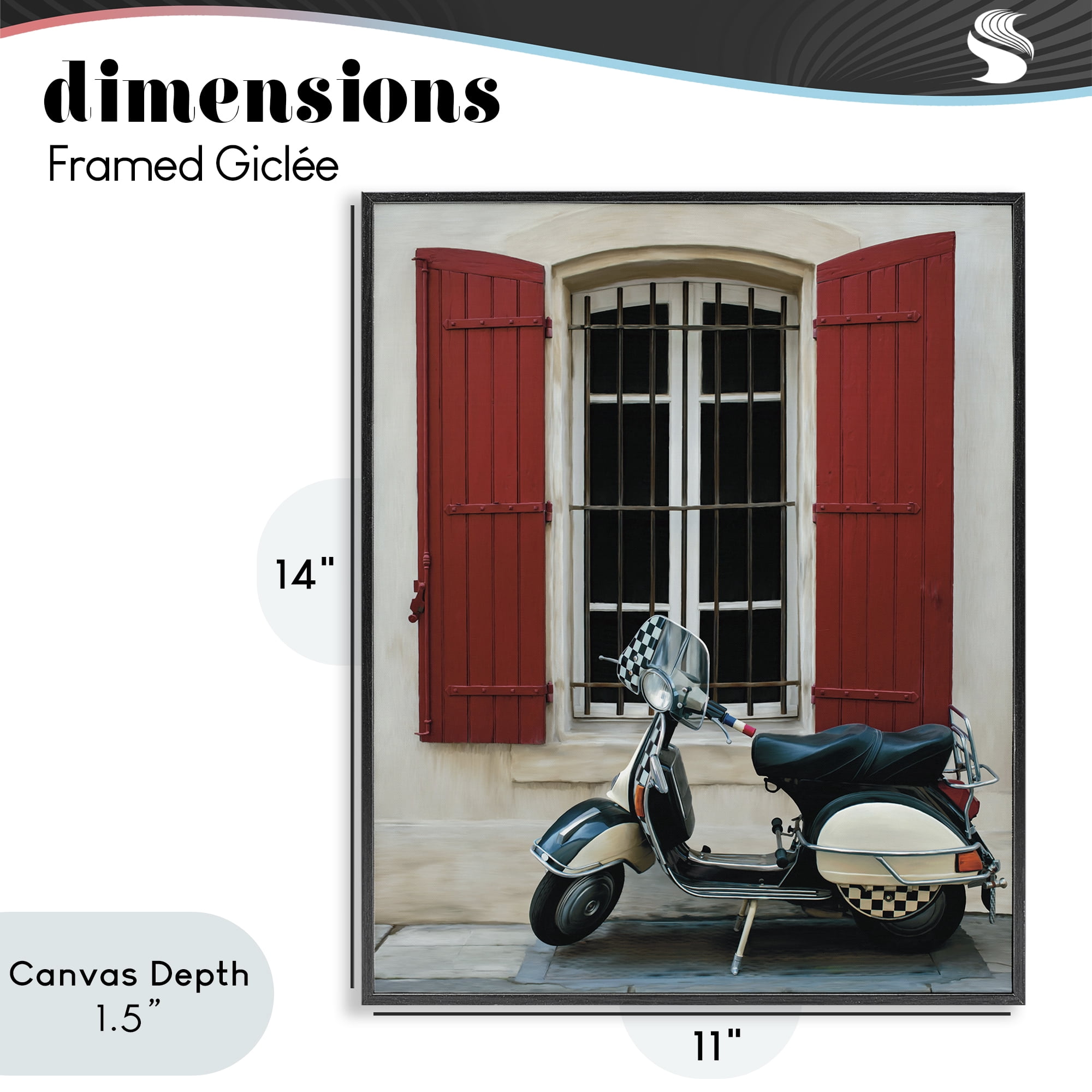 Stupell Industries Two Wheel Dream Black Framed Giclee Art, design by Renel Peters