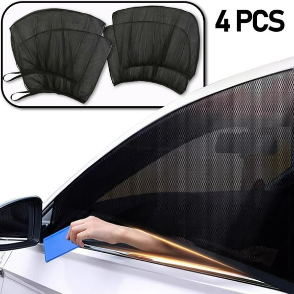 Verdora 4 Pack Car Window Shades, Car Side Window Sun Shades for Front and Rear Windows, Stretchy Car Mosquito Net Cover Fit Cars SUVs, Sedan - Up to 31.5”x44.6”