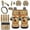 Aztec Baby Highland Cow, variant on 18 PCS Car Accessories, Forest Deer US Flag Universal Auto Seat Protector Seatbelt Strap Pad Steering Wheel Cover Armrest Cover Cup Holders Handbrake Gear Shift Headrest Cushion Keychain