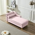 thumbnail image 2 of Luxurious Pink Velvet Chaise Lounge Chair with Hidden Storage, Gold Metal Legs, Modern Upholstered Sofa for Living Room & Bedroom, Comfortable & Stylish Seating (60.6" L), 2 of 12