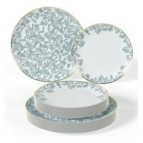 Disposable Plates Set - 40 Piece Plastic Floral Plates for Parties, 8 & 10 Inch Dinner & Dessert Plates, Wedding & Event Tableware - Serves 20 Guests